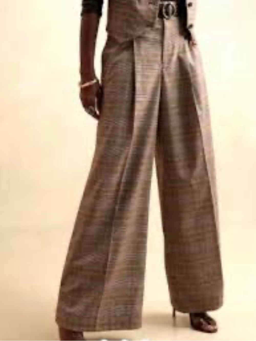 Banana Republic Brown Plaid Wide-Leg Trousers nwt